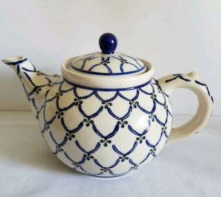Boleslawiec Ceramika Artystyczna Ca Polish Pottery Teapot 7 Cups Vintage