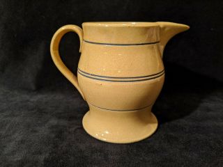Antique Yellow Ware Annular Creamer Pitcher Blue Band Unmarked