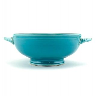 Fiesta Turquoise Footed Cream Soup Bowl Vintage 4