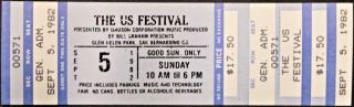 Us Festival - - 1982 Full & Concert Ticket - - Fleetwood Mac,  Grateful Dead
