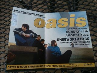 Oasis Mega Rare Knebworth Ticket Liam Noel Gallagher Sunday 1996