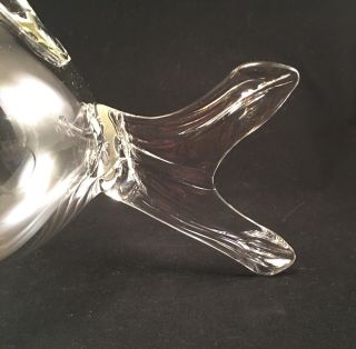 Large Open Mouth Vintage MCM Clear Glass Fish Art Glass Vase Blenko Style 4