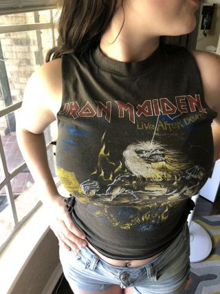 Vintage Rock T - Shirt 1985 Live After Death Iron Maiden For Women