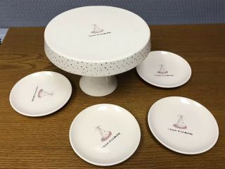 Rae Dunn " I Believe In Celebrating " Cake Stand And Plates