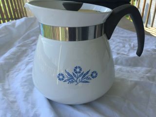 Corning Ware Blue Cornflower Coffee Tea Pot W/ Lid 2 Qt/ 8 Cup