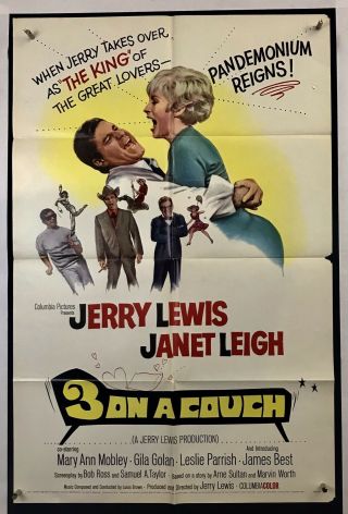 3 On A Couch Movie Poster (good, ) One Sheet 1966 Jerry Lewis Janet Leigh 3932