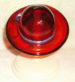 Fenton Art Glass Red Hat with stand,  NIB,  signed Christine Fenton,  Hand Painted 4
