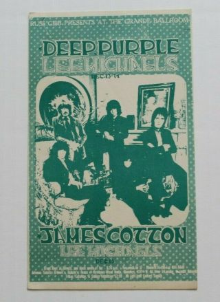 Deep Purple,  Lee Michaels,  James Cotton Grande Ballroom Detroit 1968 Flyer Orig