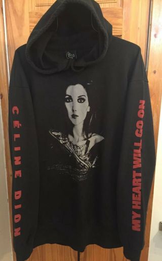 Celine Dion My Heart Will Go On Black Ls 100 Cotton Size L/xl Hooded Sweatshirt