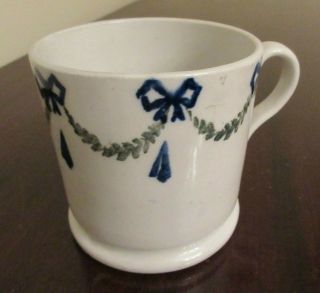 Antique Stick Spatter Spatterware Mug - Bow & Garland Decoration