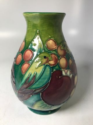 Vintage Signed Moorcroft Pottery England Green Bird & Berry Flowers 3