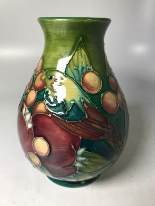 Vintage Signed Moorcroft Pottery England Green Bird & Berry Flowers 4