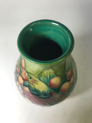Vintage Signed Moorcroft Pottery England Green Bird & Berry Flowers 5