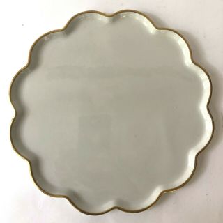 Antique Limoges France Tray Vanity Scalloped Porcelain Gold Gilt Platter Plate