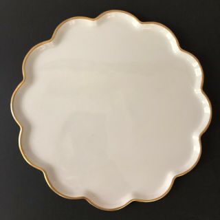 Antique Limoges France Tray Vanity Scalloped Porcelain Gold Gilt Platter Plate 2