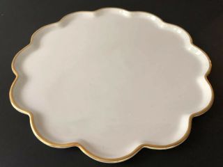 Antique Limoges France Tray Vanity Scalloped Porcelain Gold Gilt Platter Plate 3