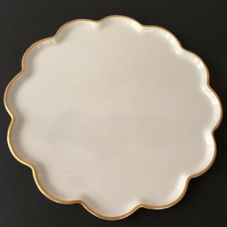 Antique Limoges France Tray Vanity Scalloped Porcelain Gold Gilt Platter Plate 4