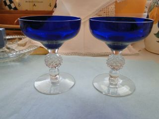 2 Morgantown Golfball Wine Stems,  Old English,  Ftd,  Exc.  Cond.  5 " Tall X 3&7/8 "