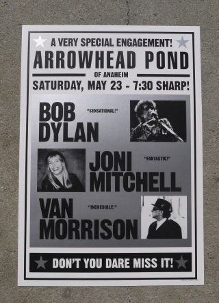 Bob Dylan Joni Mitchell & Van Morrison - Concert Poster Anaheim May 1998