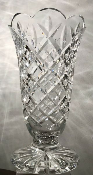 8” Waterford Irish Crystal Scalloped Rim Footed Vase -