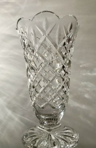 8” Waterford Irish Crystal Scalloped Rim Footed Vase - 3
