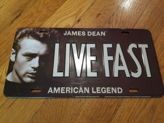 James Dean - Live Fast License Plate - American Legend Made In Usa 2000