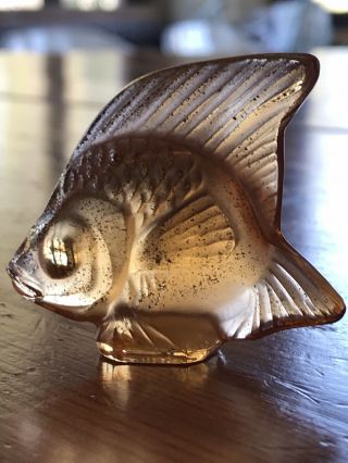 Lalique Crystal Colored Fish Poisson Orange Amber Gold 3002600