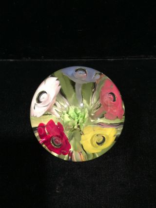 Vintage JOE ST.  CLAIR Floral Art - Glass Suspended Bubble DISPLAY PAPERWEIGHT 2