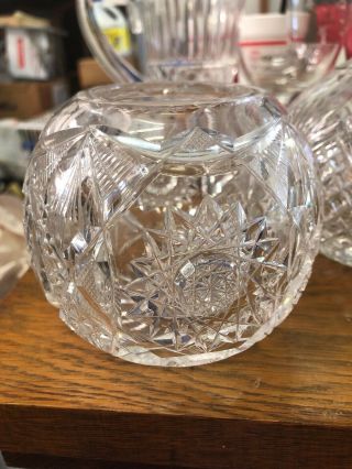 Antique Early American Brilliant Deep Cut Glass Clear Glass Rose Bowl - Abp