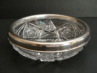 Sterling Silver Rim American Brilliant Cut Glass Small Bowl