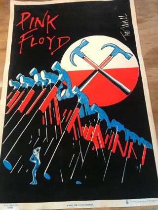 Pink Floyd The Wall Hammer Black Light Poster 1997 1686 35” X 23”