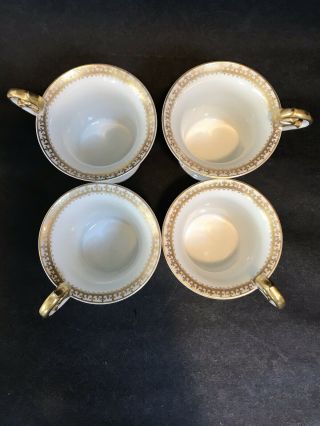 Set 4 Antique Limoges T&V Gold Empire Fleur Lis Chocolate Coffee Cup Saucers 8pc 4