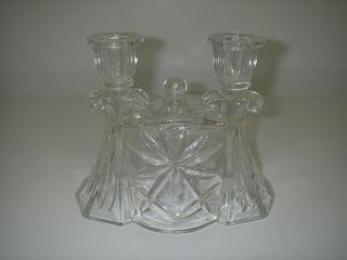 Anchor Hocking Eapc Prescut Star Of David Clear Double Light Candlestick.