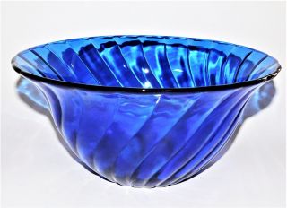 Martha Stewart Everyday Cobalt Blue Swirl Serving Mixing Glass Large Bowl