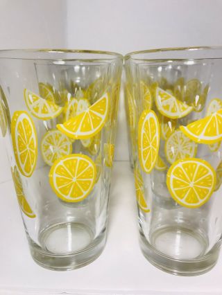 Set Of (6) Vintage Libbey Lemons Drinking Glasses Water Ice Tea Tumblers Rare