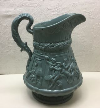 Antique Ridgway Stoneware Jug/pitcher - “tam O’shanter” Green 1835,  8” Height