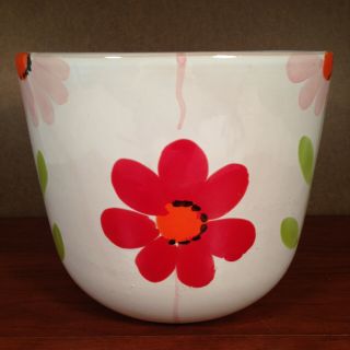 Vintage Raymor Italy Hand Painted Daisies Flowers Planter Pot Mcm Nos White