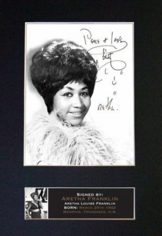 Aretha Franklin Rare Signature / Autograph - Signed Photograph - Mounted