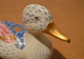 Portugal Vista Alegre Hand - Painted Porcelain Duck Figurine With Gold Beak Signed 3