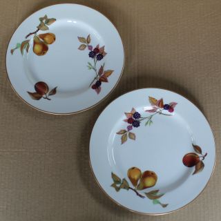 6 Royal Worcester Fine Porcelain Evesham 8 1/8” Salad Plates England - Gold Trim 4