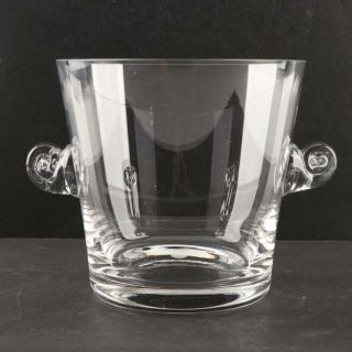 Tiffany & Co Crystal Ice Bucket Scroll Handles Signed Art Wine Champagne