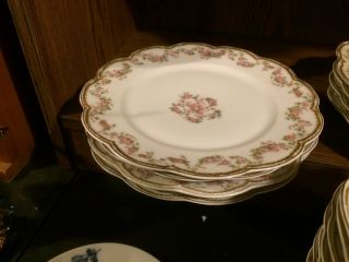 Haviland Limoges Schleiger 270 4 Lunchen Lunch Plates Swags Of Roses Double Gold
