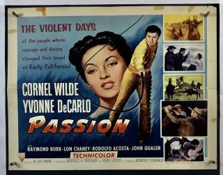 Passion Movie Poster (good) Half Sheet 1954 Cowboy Western Cornel Wilde 064f