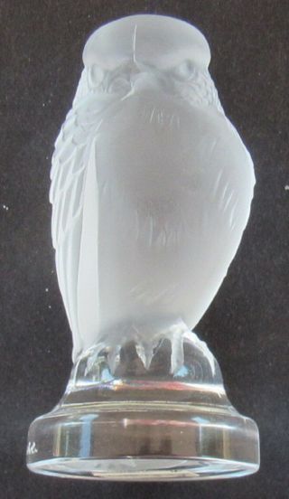 Signed Lalique France Frosted Glass Bird Of Prey Falcon Hawk 2.  5 " Figurine