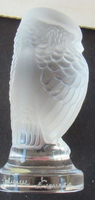 Signed Lalique France Frosted Glass Bird of Prey Falcon Hawk 2.  5 