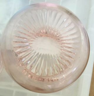RARE Vintage Lg Lidded Pink Glass Bonbon Candy Jar Barrell Dish Scalloped Round 5