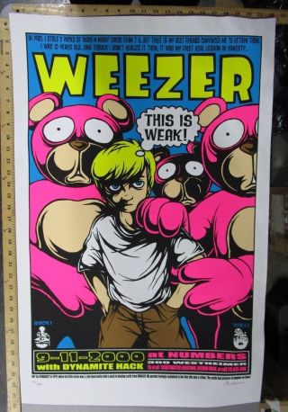 2006 Rock Concert Poster Weezer Jermaine Rogers S/n 200 Pink Teddy Bear