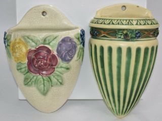 Vintage Roseville Pottery Rozane 1917 & Corinthian 1232 - 8 Wall Pockets