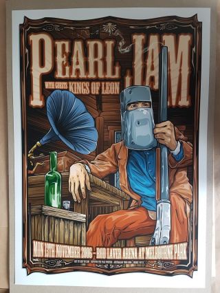 Pearl Jam Kings Of Leon Melbourne Australia 06 Concert Poster Art Ken Taylor