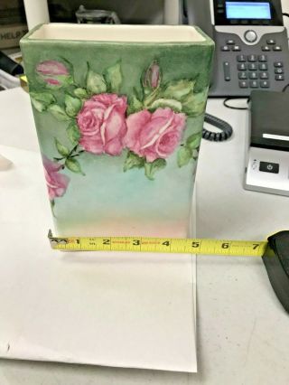 Vintage Abingdon Usa Made Floral Vase Square Case 7 " Tall Planter Rare Old 577